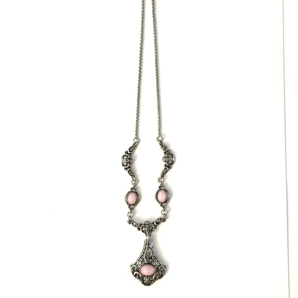 Silver & Pink Stone Pendant Necklace Celtic Design - Picture 6 of 9